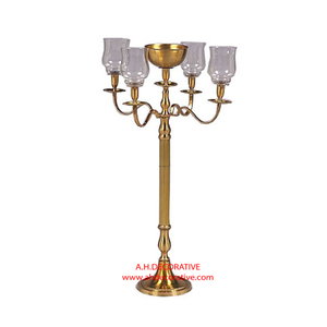 Vintage Metal Candelabra with Glass votive gold finished Party centerpiece decoration Handmade Luxury Candelabra for <b>Sale</b> - Product Image 6