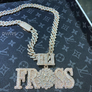 Pendentif Lettre Personnalisée Grosse Taille en Argent Sterling 925 Plaqué Or avec Moissanite VVS, Bijoux Hip Hop de Luxe - Product Image 2