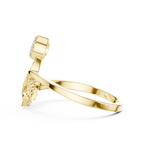 Anillo de oro macizo de 14k para mujer con diseño minimalista de hoja natural y diamante de corte redondo, ideal para regalo, compromiso, aniversario o boda. - Product Image 2