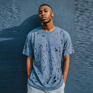 เสื้อยืดกันลมใส่ในฤดูร้อนเสื้อยืดผู้ชายน้ำหนักเบาเสื้อยืดแขนสั้นคอลูกเรือ - Product Image 4