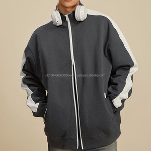 Sweats à capuche brodés personnalisés à poids lourd avec logo, 420 GSM, fermeture éclair double ouverture, taille plus, uni, pour hommes - Product Image 1