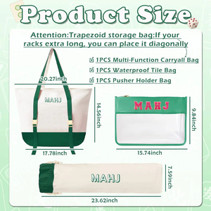 Empty <b>Mahjong</b> Tile Bags <b>Set</b> for American Tiles and Racks,Canvas Tote Bag with Mat Holder Accessories Organizer,Portable <b>Mahjong</b> - Product Image 2