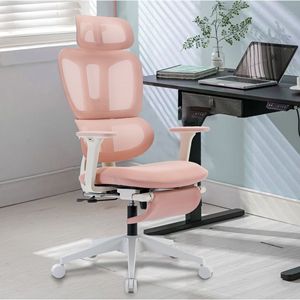 Sedia da Ufficio Ergonomica in Rete con Ruote Silenziose a 360 Gradi, Braccioli Regolabili, Poggiapiedi, Supporto Lombare 3D, Poggiatesta Multifunzionale - Product Image 3