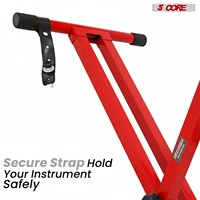 Soporte para Teclado de 5 Niveles, Forma de X Doble, Ajustable, Plegable, Portátil, con Correa de Bloqueo