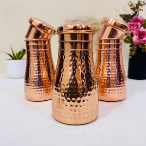 100% Pure Hammered Copper <b>Water</b> <b>Bottle</b> Glossy Copper Finish Handmade <b>Metal</b> Reusable Drinking <b>Bottle</b> - Product Image 4