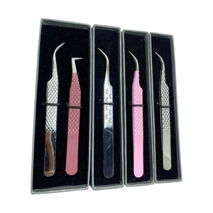 Customized Brand Precision Stainless Steel Eyelash Tweezers <b>Pink</b> Handle <b>Box</b> Packaging Smooth Tip Logo Customization Multi-Length - Product Image 6