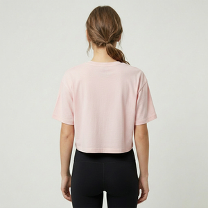 Ladies Boxy <b>Crop</b> T Shirt Short Sleeve Cotton Oversized Cropped <b>Top</b> Streetwear Fashion Casual Summer OEM Wholesale T Shirt - Product Image 2