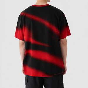 Men's Short Sleeve O-Neck Gradient Print <b>T</b>-<b>Shirt</b> Regular Fit Street Style Knitted Breathable 100% Cotton <b>Sequin</b> Embroidery Red - Product Image 5