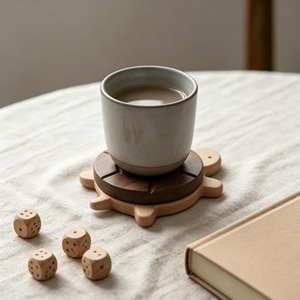 Cute Design <b>Walnut</b> Solid Wood Small Turtle Coaster Heat Insulation <b>Table</b> Decoration Natural Color Customized Diameter - Product Image 3
