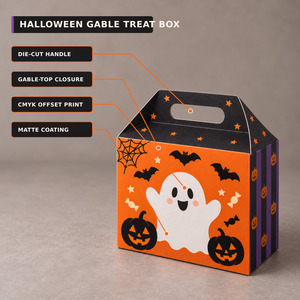 Halloween Paper Gift <b>Box</b> Corrugated Candy Packaging <b>Box</b> With Handle Window <b>Party</b> Favor <b>Box</b> - Product Image 3