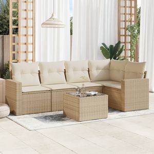 Ensemble de canapés de jardin en rotin PE beige avec structure en acier thermolaqué et verre trempé - Product Image 1