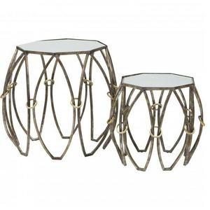 Mesa Auxiliar Moderna de Metal Plateado con Patas Metálicas Redondas para Sala de Estar, Estilo Moderno - Product Image 1