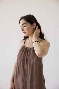 Bohemian Brown Tie Dye Cotton Long Dress Casual <b>Spaghetti</b> <b>Strap</b> Summer Vacation Sundress for women - Product Image 5