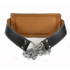 เข็มขัดยกน้ำหนักแบบจุ่มสำหรับออกกำลังกายในยิมทำจากหนังวัวพร้อมโซ่โลหะไม่ลื่นปกป้องแบบมืออาชีพ - Product Image 1