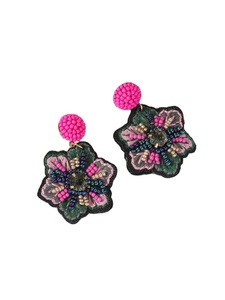 Boucles d'oreilles élégantes en acier inoxydable, motif fleur émaillée colorée, forme goutte, pour femme, fabriquées en Inde - Product Image 1