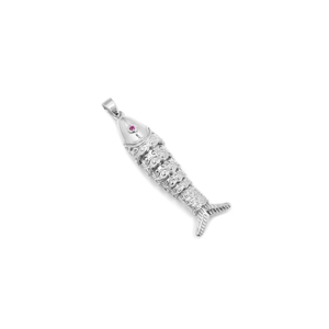 Pendentif breloque en laiton plaqué argent avec zircone cubique rose en forme d'œil de poisson pour la fabrication de bijoux et colliers - Product Image 4