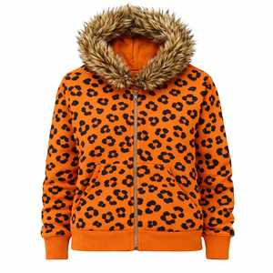 Sweat-shirt à capuche zippé personnalisé pour homme en fausse fourrure, imprimé sérigraphié, coupe oversize, motif camouflage rose, fabrication sur mesure - Product Image 3