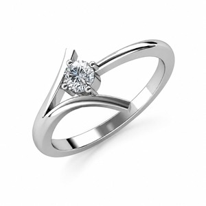 Anillo de Compromiso de Diamantes de Corte Brillante Redondo en Oro Blanco para Mujer, Engaste de Puntas, Estilo Clásico - Product Image 4