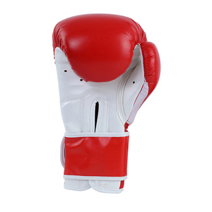 Best Selling Kick Boxing Gloves Red And White Color Fighting Gears Punching Bag PU Boxing Gloves With Velcro <b>Strap</b> Closure - Product Image 2