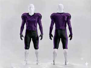 Conjunto de Uniforme de Fútbol Americano Personalizado, Jersey Morado, Pantalones Negros, Cuello en V, Manga Larga, Absorbente de Humedad, Ajustado, Ropa para Hombre - Product Image 1