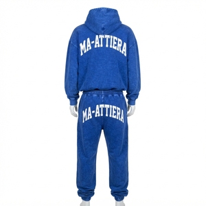 Conjunto de Sudadera y Pantalones Deportivos de Felpa de Algodón para Mujer, Color Azul Lavado, Personalizado, OEM, ODM, Venta al Por Mayor - Product Image 4