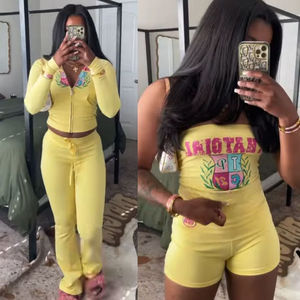 Conjunto Deportivo de Dos Piezas de Nylon Y2K Verano 2026 para Mujer: Sudadera Corta Ajustada con Cremallera y Pantalones Acampanados para Mujeres Altas - Product Image 4