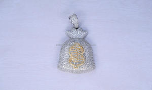 จี้เงินแท้ 925 ชุบโรเดียม รูปถุงเงินประดับเพชรโมอิสซาไนต์ สไตล์ฮิปฮอป สำหรับทุกเพศ เหมาะสำหรับเป็นของขวัญวันครบรอบ - Product Image 3