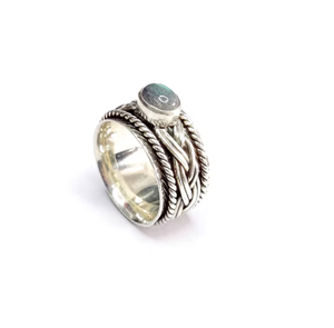 9.4 Gram <b>Labradorite</b> Spinner <b>Ring</b> Blue Fire Gemstone 925 Sterling Silver Jewelry Handmade Boho style Unisex <b>Ring</b> - Product Image 2
