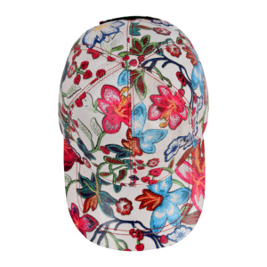 Custom Printed Genuine Napa Leather Baseball Cap Manufacturer Floral Print Leather Caps Adjustable Fashion Sports Hat Wholesale - Product Image 3