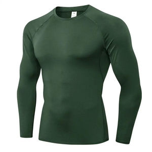 Camiseta de compresión ligera de alta calidad para hombre, manga larga, para gimnasio, con diseño liso, para adultos y jóvenes. - Product Image 1