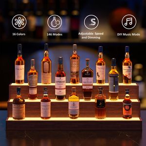 Espositore per Bottiglie Illuminato a LED da 37 Pollici, Scaffale per Vini con Telecomando per Bar, Espositore a 3 Ripiani per Liquori - Product Image 3