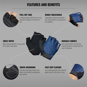 Gants de cyclisme mi-doigts haut de gamme, doux et confortables, rembourrés pour le vélo de route, fournisseur et fabricant - Product Image 3