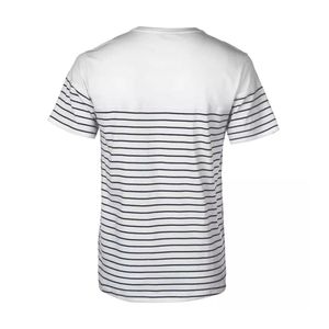 Camiseta de Algodón a Rayas Horizontales Grises y Blancas para Hombre, Cuello Redondo, Manga Corta, Informal, Verano, Transpirable, Suave, Corte Regular, Uso Diario - Product Image 2