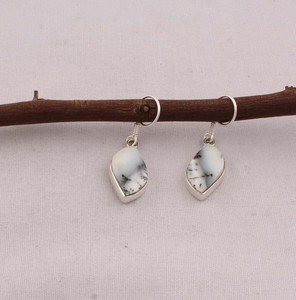 925 <b>Sterling</b> <b>Silver</b> Dendritic Agate <b>Earrings</b> Natural Gemstone Leaf Shape <b>Dangle</b> <b>Earrings</b> Handmade Jewelry for Women Wholesaler - Product Image 5