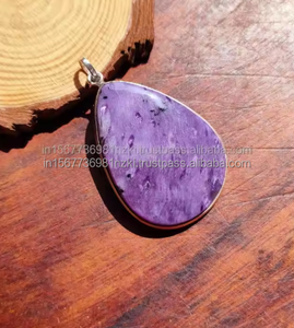 Charoite púrpura 925 colgante de cristal Real de plata esterlina ~ colgante bohemio en forma de pera ~ joyería Bohemia hecha a mano ~ regalo para Halloween - Product Image 2