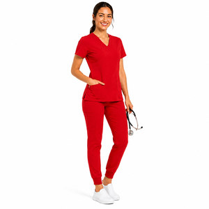 Comfortable Cotton-Polyester Woven Hospital Wear Solid <b>Colour</b> Top Pants Set Premium High Stretch Healthcare Uniform Slim Fit - Product Image 1