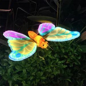 Tedarikçisi toptan led dev ışıklı parlak hareketli kelebek noel süslemeleri için açık orta yaz paskalya şükran