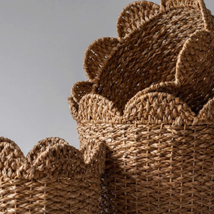 Scalloped Hyacinth <b>Basket</b> Decorative Storage Compact Eco Friendly Durable Natural Organizer <b>Basket</b> for Kid Room Decoration - Product Image 6