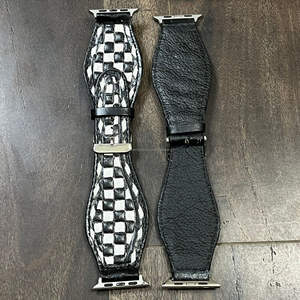 Wholesale Factory Direct Black & White Checkered Leather <b>Watch</b> Strap New Genuine Leather Vintage Quick Release Unisex <b>Watch</b> <b>Band</b> - Product Image 6