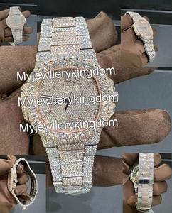 Wholesale Price Men's <b>Mechanical</b> <b>Watch</b> 18K Rose Gold Electroplating Popular VVS Moissanite Dial Display Stainless Steel Band - Product Image 5