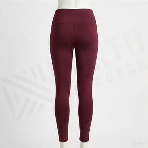 High Waist Full Length Leggings <b>Women's</b> <b>Burgundy</b> Dot Print Stretch Knitted Spandex Polyester All Seasons Basic Style - Product Image 2
