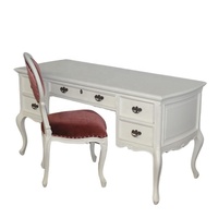 Ensemble de bureau et de chaise peint en blanc de Style français secrétaire en bois massif pour meubles de bureau à domicile de reproduction antique