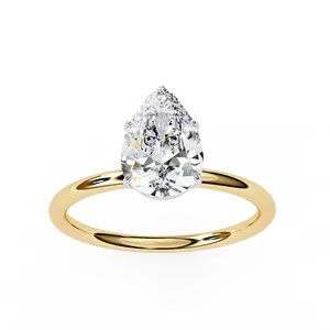 Anillo Solitario de Diamante Cultivado en Laboratorio con Corte Pera de 1ct, Engaste de Tres Puntas con Doble Garra, Vástago Cónico, Joyería de Oro Personalizada - Product Image 6