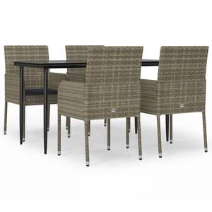 Conjunto de Comedor Modular Mediano para Jardín, en Ratán Sintético Negro y Gris - Product Image 2