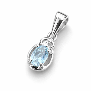 Pendentif ovale en topaze bleue plaqué rhodium en argent sterling - Collier minimaliste fait main avec pierre précieuse, breloque pierre de naissance de décembre - Product Image 6