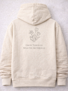 Sudadera con capucha con diseño de cita floral 'Grow Through What You Go Through' – Sudadera inspiradora unisex para mayor comodidad y fortaleza - Product Image 4