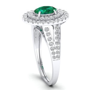 REYES 925 Sterling <b>Silver</b> Natural <b>Emerald</b> Gemstone Engagement <b>Rings</b> VVS Clarity Moissanite Anniversary Gift Fine Jewelry - Product Image 3