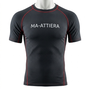 <b>Men</b> Short Sleeve Compression <b>Shirt</b> <b>Black</b> <b>Red</b> Honeycomb Graphic Gym Fitness Running Training Sportswear Performance Base Layer - Product Image 3