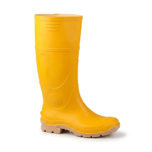Yellow PVC Soft Upper Waterproof <b>Knee</b>-<b>High</b> Rain Boots with Anti-Slip Steel Toe for Construction Work-Fashion Design - Product Image 1