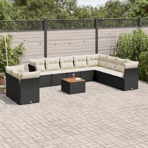 Conjunto de Sofás Modulares Grandes de Ratán Sintético Negro para Jardín, Elegante Colección de Muebles para Exteriores - Product Image 1